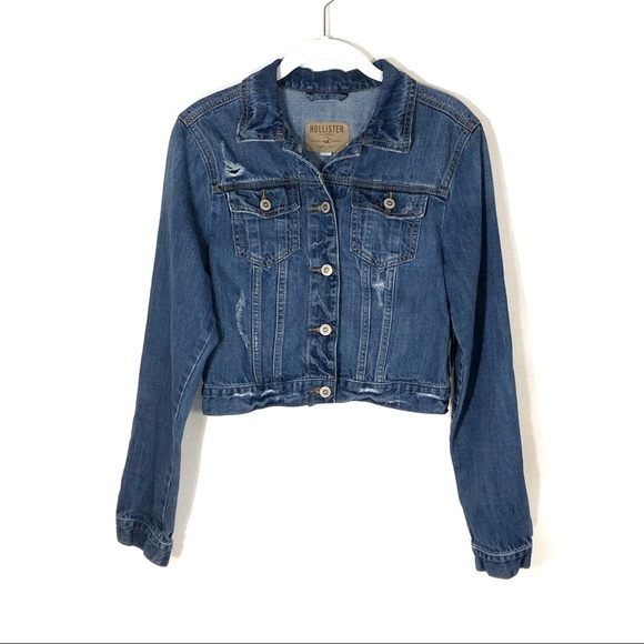 Hollister Jackets & Blazers - Hollister jean jacket cropped distressed large